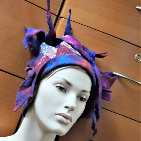 FELTED WOOL UNIQUE HANDMADE HAT GIFT FOR WOMEN main image 7